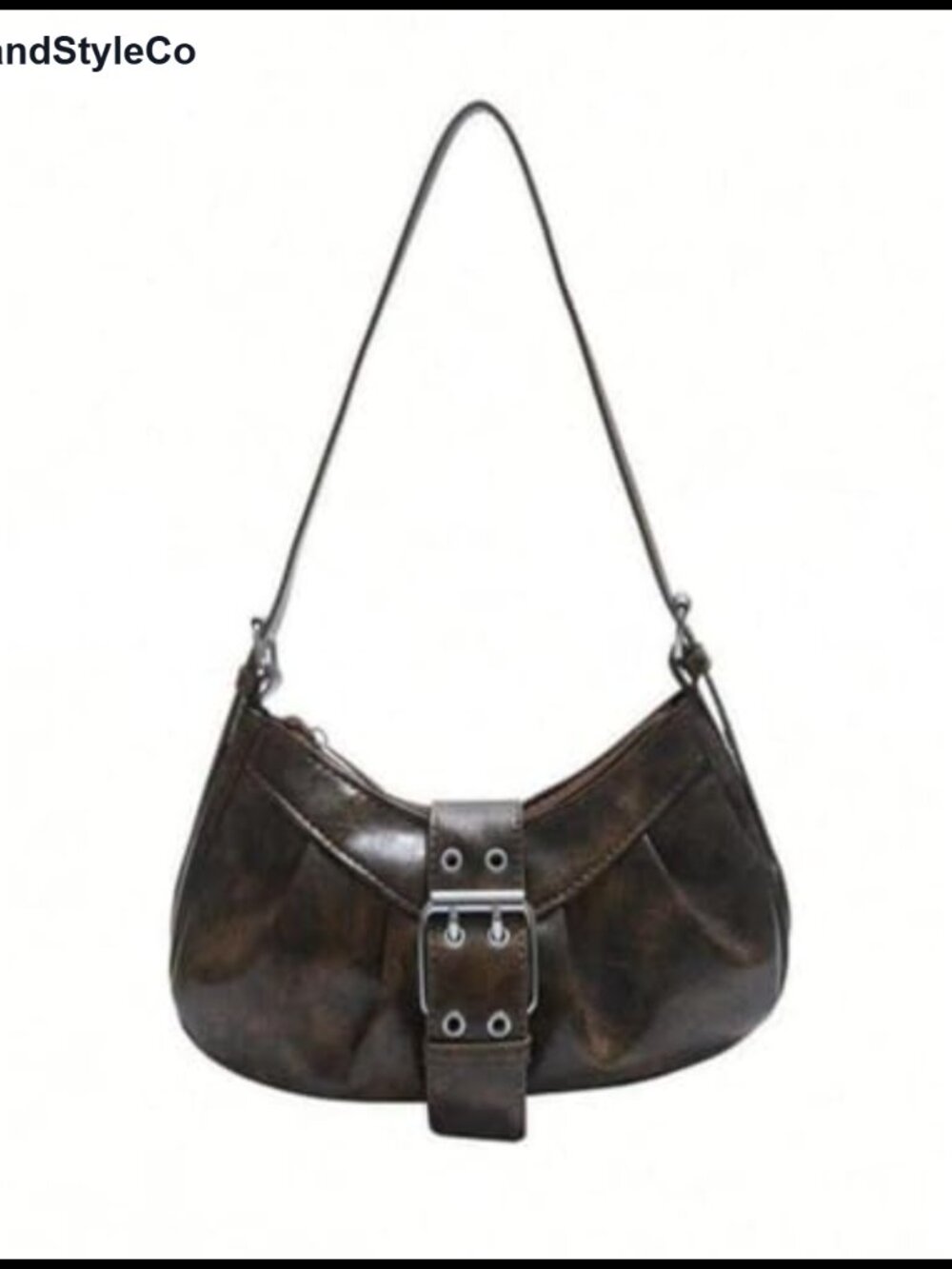 Verdusa Y2K Vintage Crescent Shoulder Bag Mini Purse Faux Leather Goth Punk Hobo